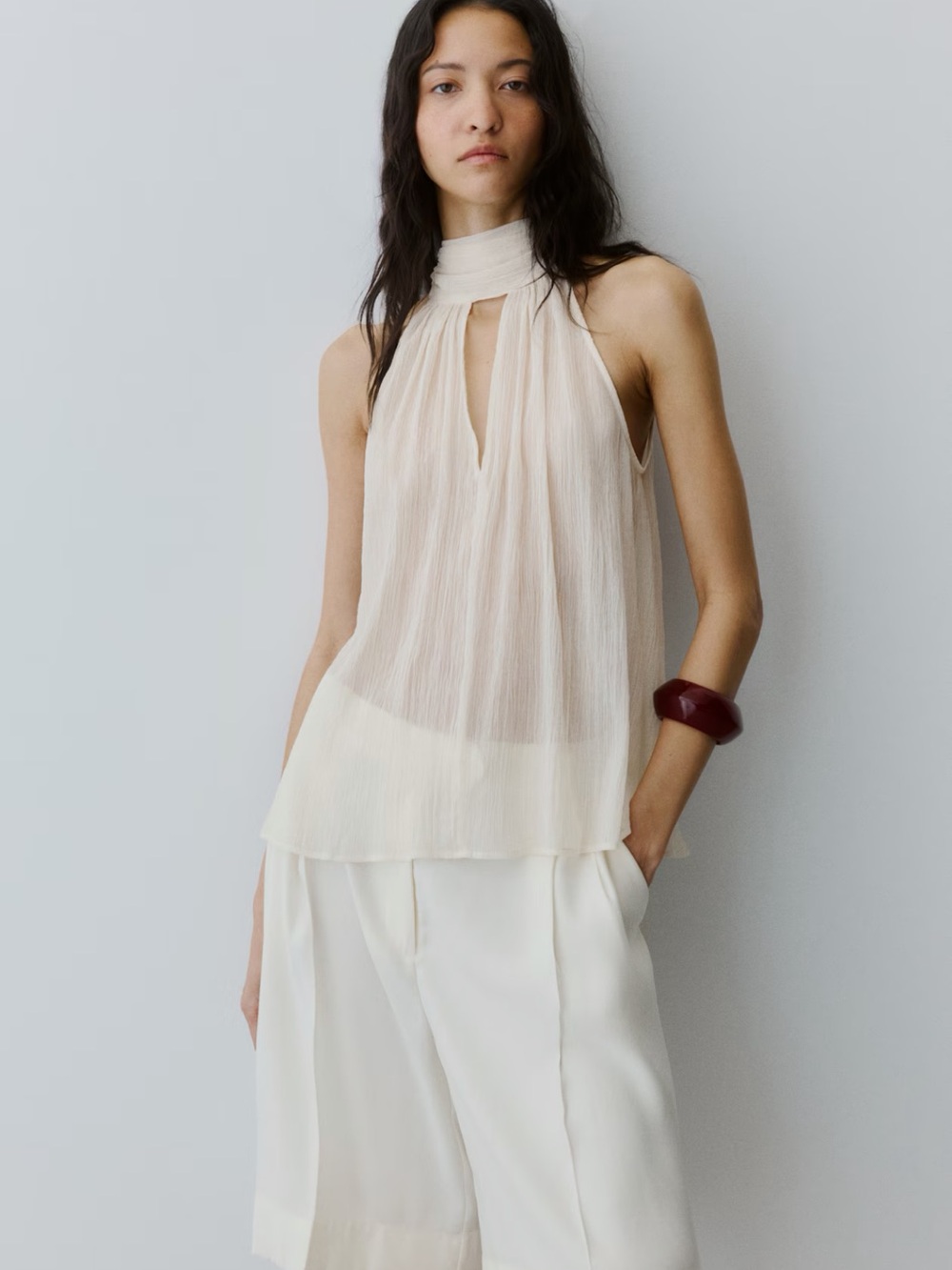 H&M Scarf Collar Chiffon top